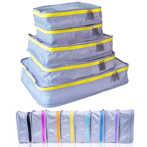 MUMI Packing Cubes – 5-Piece Compression Packing Cubes for Travel, Luggage Organizers for Suitcases, Carry-On Bags, Backpacks, and Duffel Bags – Space-Saving Travel Essentials - Yellow - Image 1