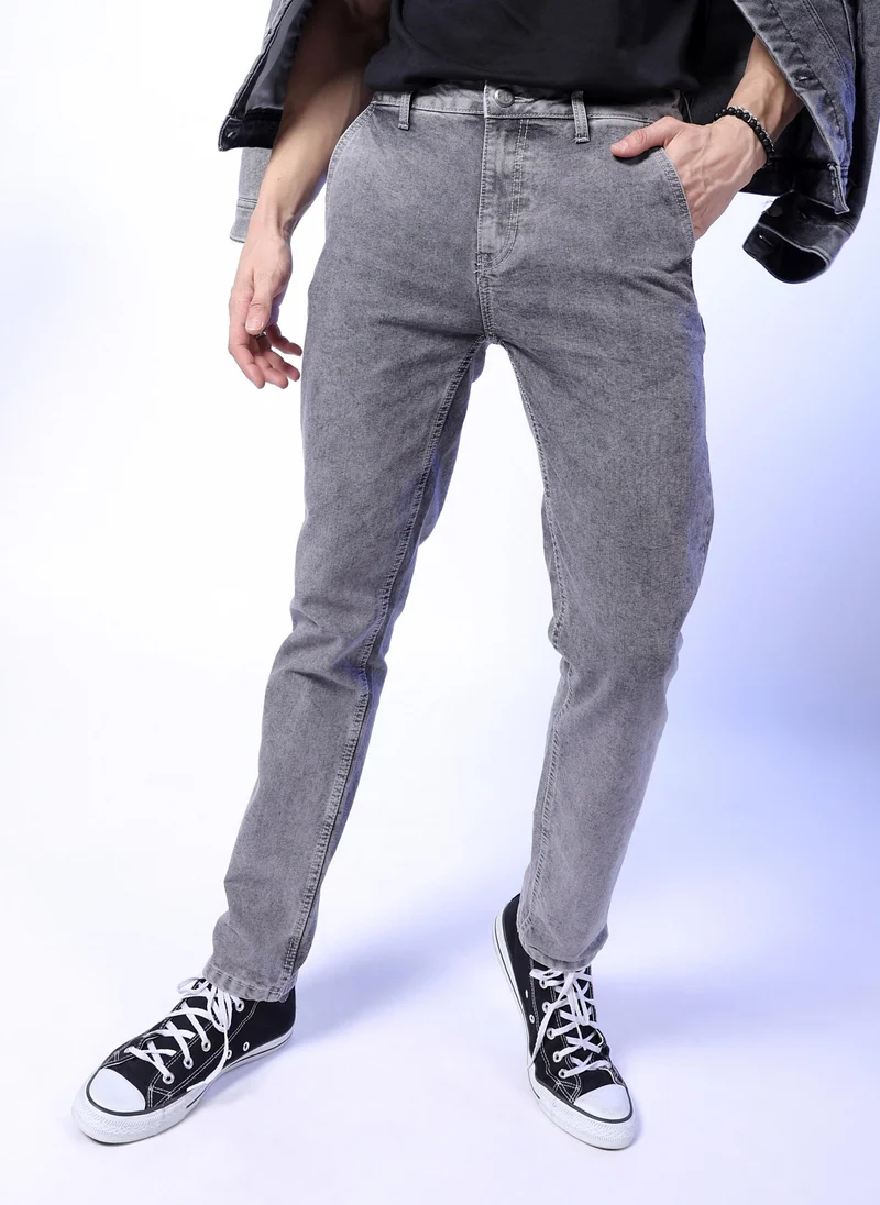 Men Slim Fit Solid Mid-Rise Jeans