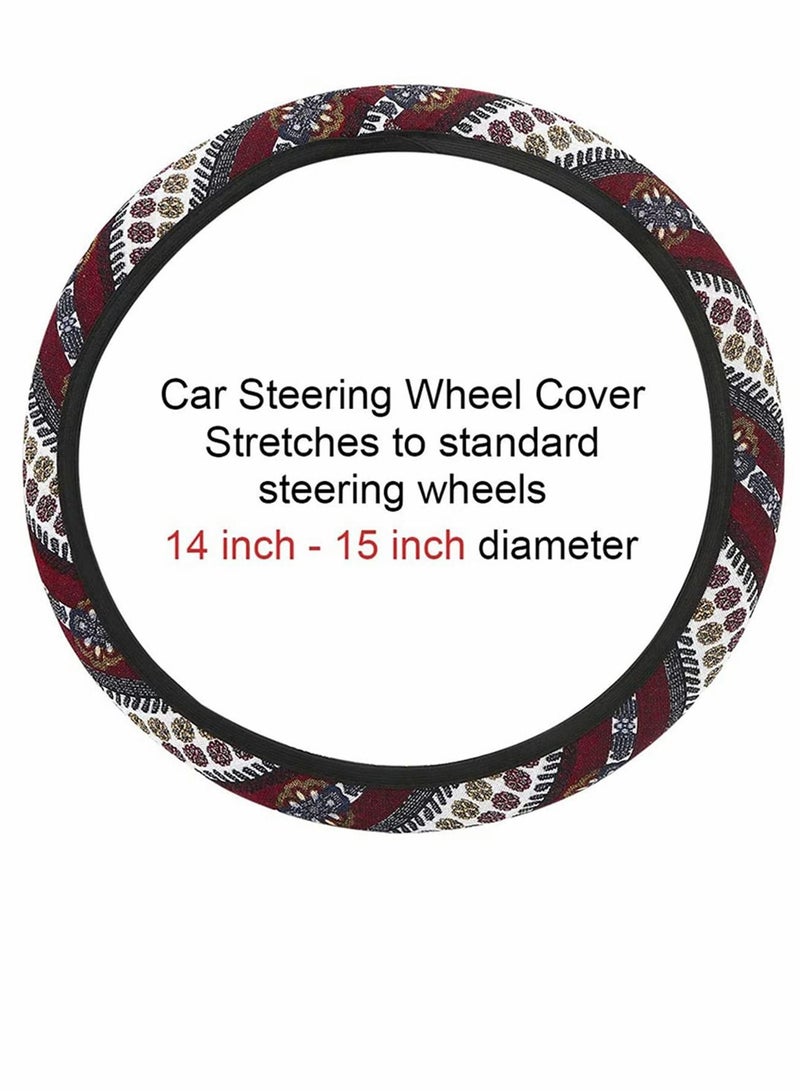 KASTWAVE Wheel Cover, 15 inch Universal Bohemian Style Steering Wheel Covers Cloth Car Accessories for Women - Image 2