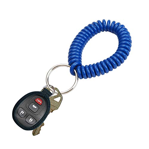 Lucky Line Wrist Coil with Split Key Ring, Blue, PK5 - Image 4