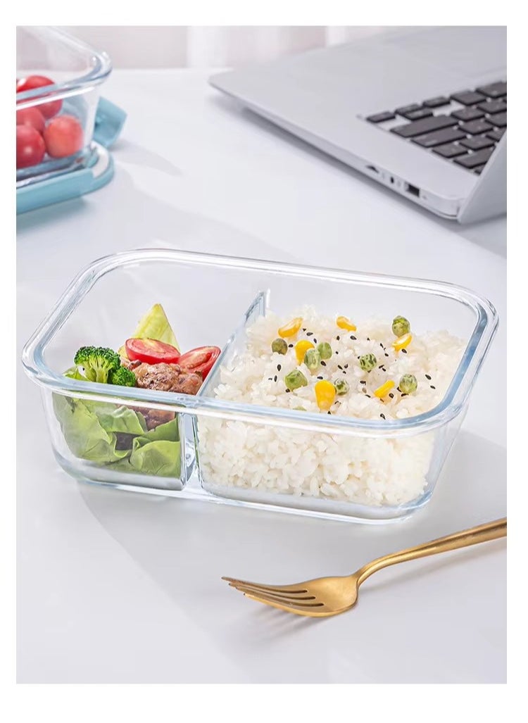 DUNISO - 2Pcs Glass Meal Prep Containers，Leak Proof Lunch Box，Portable Lunch Box and Soup Bowl Set，Food Storage Containers with Lids，Sturdy and Durable，for Microwave, Oven, Freezer and Dishwasher,1000ML，750ML - Image 1
