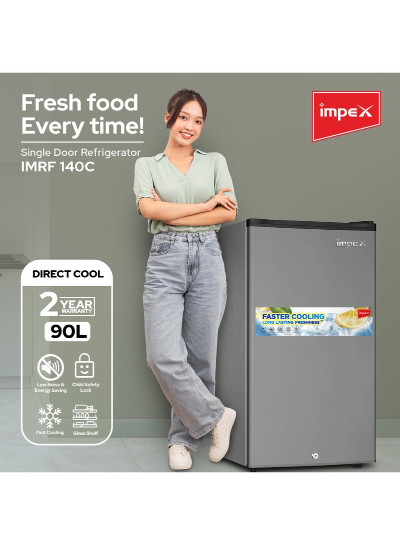 إمبكس ثلاجة Direct Cool بباب واحد 2.9 قدم مكعب، ثلاجة تبريد أسرع 90 لترًا 65 واط IMRF 140C فضي داكن - Image 2