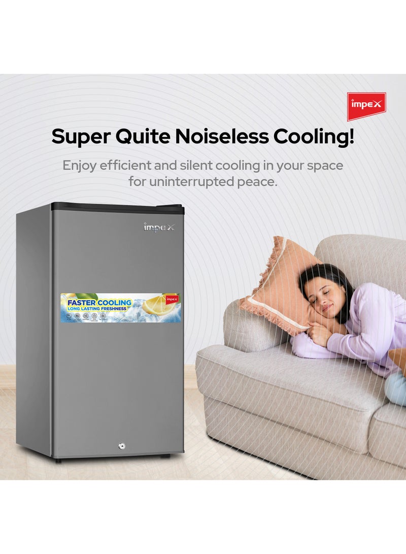 إمبكس ثلاجة Direct Cool بباب واحد 2.9 قدم مكعب، ثلاجة تبريد أسرع 90 لترًا 65 واط IMRF 140C فضي داكن - Image 3