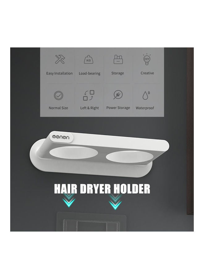 Wall Mounted Hair Dryer Hanging Rack White 22.00x10.00x14.00cm - Image 4
