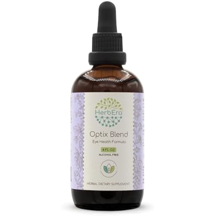 HerbEra Optix Blend B120 Alcohol-Free Extract Tincture: Bilberry, Ginkgo Biloba Leaf, Goji Berries, Schisandra Berry, Grape Seed, Turmeric Root. Eyebright Herb. Eye Health Formula 4 Fl Oz - Image 1
