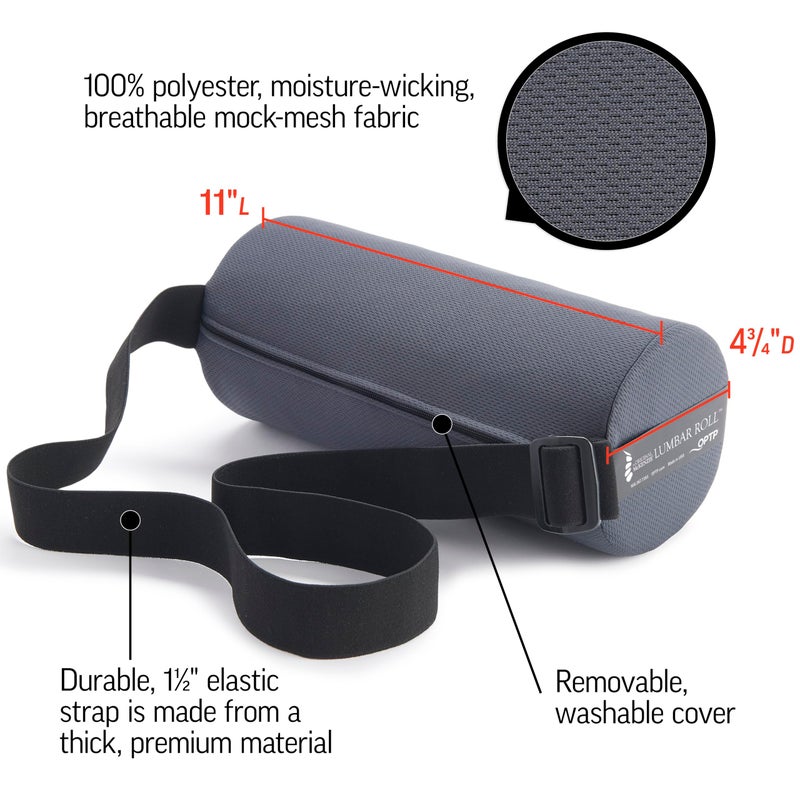 OPTP أوبتي بي The Original McKenzie Lumbar Roll – دعم أسفل الظهر مصنوع في الولايات المتحدة لمقعد المكتب ومقعد السيارة. الوسادة المفضلة من قبل أخصائيي العلاج الطبيعي - كثافة صلبة - Image 4