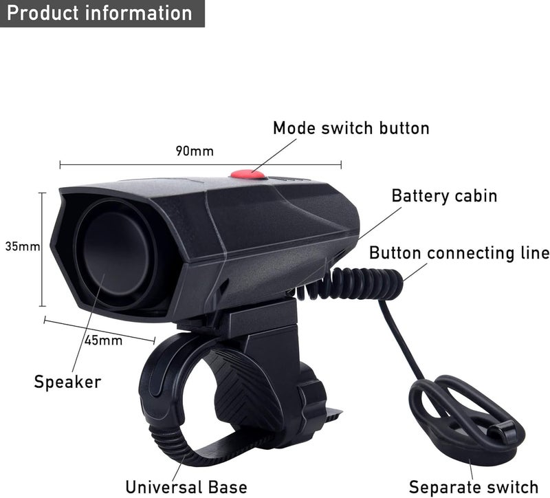 DAWAY A14 110dB Electric Bike Horn  5 Sound Modes Loud Bicycle Handlebar Alarm Bell with Free Screwdriver Ideal Gift for Kids  Adults  Safe  Easy Cycling Alert - Image 2