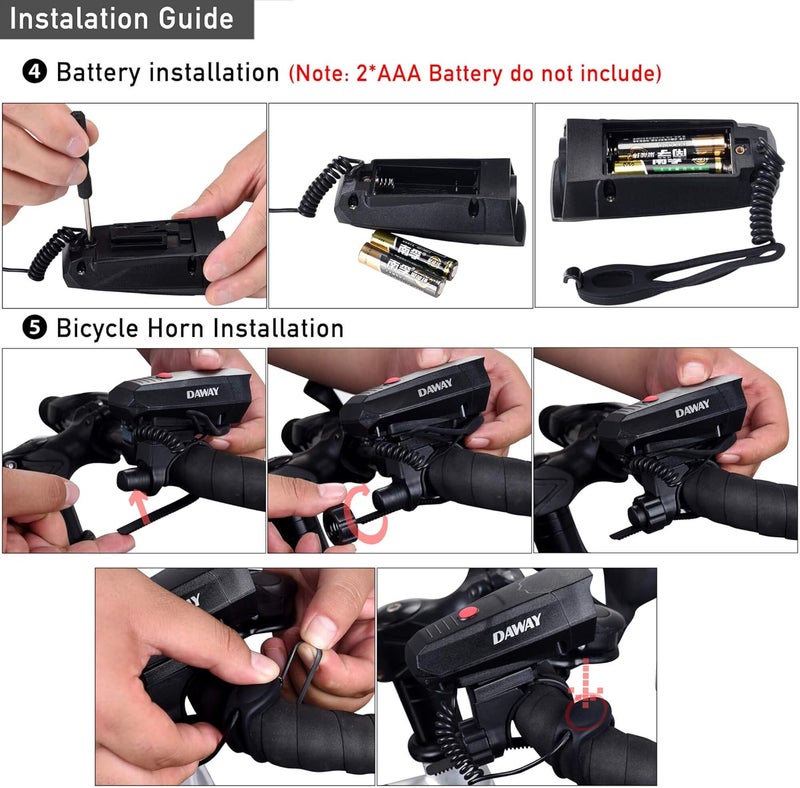 DAWAY A14 110dB Electric Bike Horn  5 Sound Modes Loud Bicycle Handlebar Alarm Bell with Free Screwdriver Ideal Gift for Kids  Adults  Safe  Easy Cycling Alert - Image 4