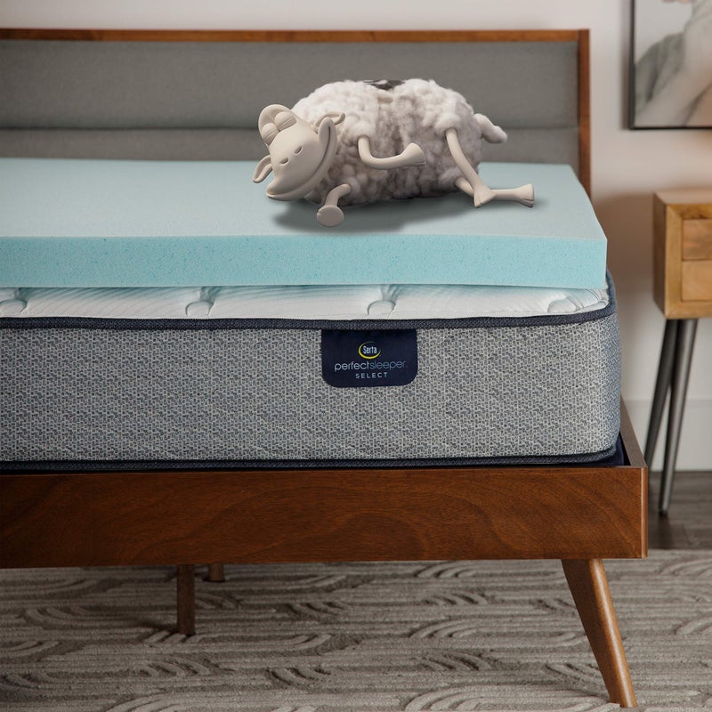 Serta ThermaGel Cooling PressureRelieving Memory Foam Mattress Topper 3 Inch Twin XLBlue
