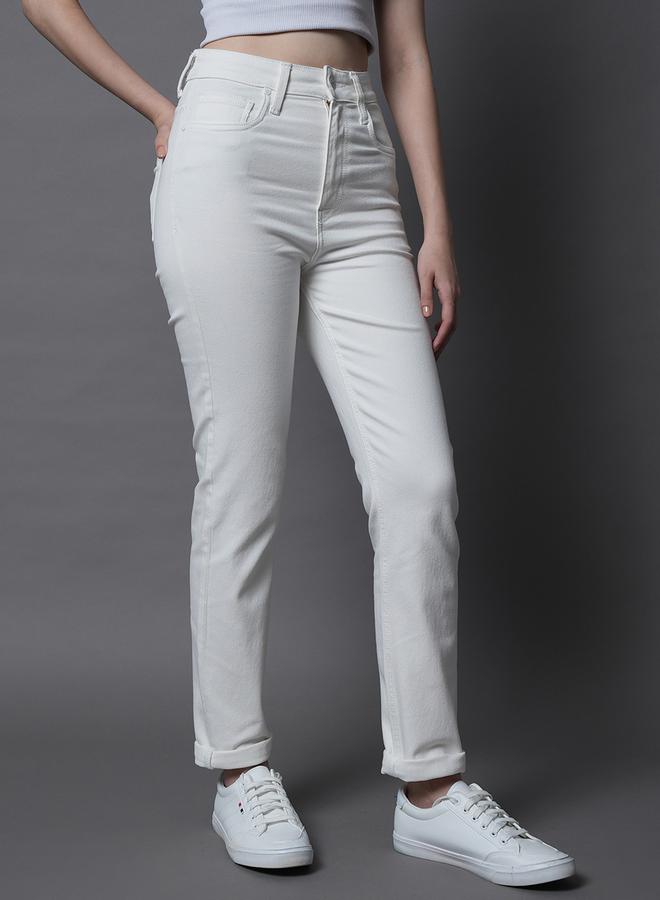 High Rise Solid Jeans by Styli