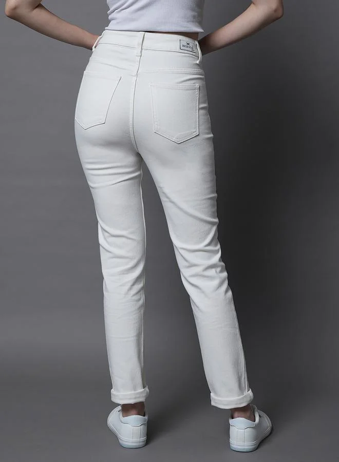 HIGH STAR High Rise Solid Jeans by Styli