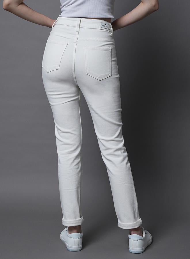 High Rise Solid Jeans by Styli