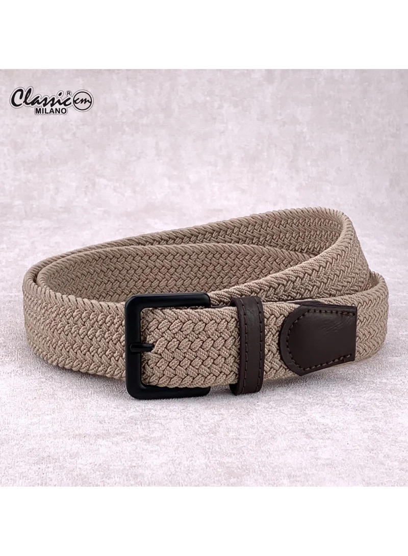 Classic Milano Braided Cotton Elastic Stretch Belt for Men & Women, Woven Canvas Web Belt with Gift Box, Adjustable Men's Belt | Full Length: 110CM (Free Size - Fits up to the waist of 40 Inches / 100 CM)