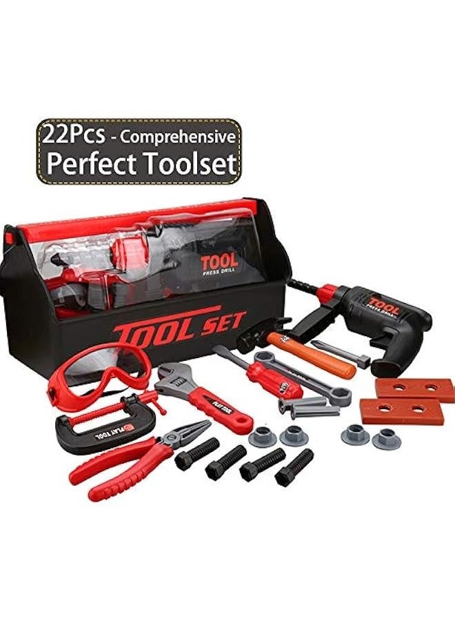 Durable Kids Tool Set Kids Play Tool , Pretend Play Construction Toy, Kids Toy Electronic Toy Drill Tool Construction Toy for Toddlers Boys Girls, Tool Kit with a Sturdy Tool Box (Manual) - Image 2
