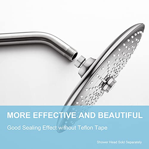 OFFO Shower Arm with Flange, 10 in Brushed Nickel Wall Mount Replacement Angle Shower Head Arm Wall-Mounted For Fixed Shower Head & Handheld Showerhead - Image 2