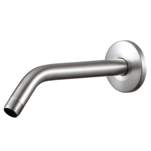 OFFO Shower Arm with Flange, 10 in Brushed Nickel Wall Mount Replacement Angle Shower Head Arm Wall-Mounted For Fixed Shower Head & Handheld Showerhead - Image 1