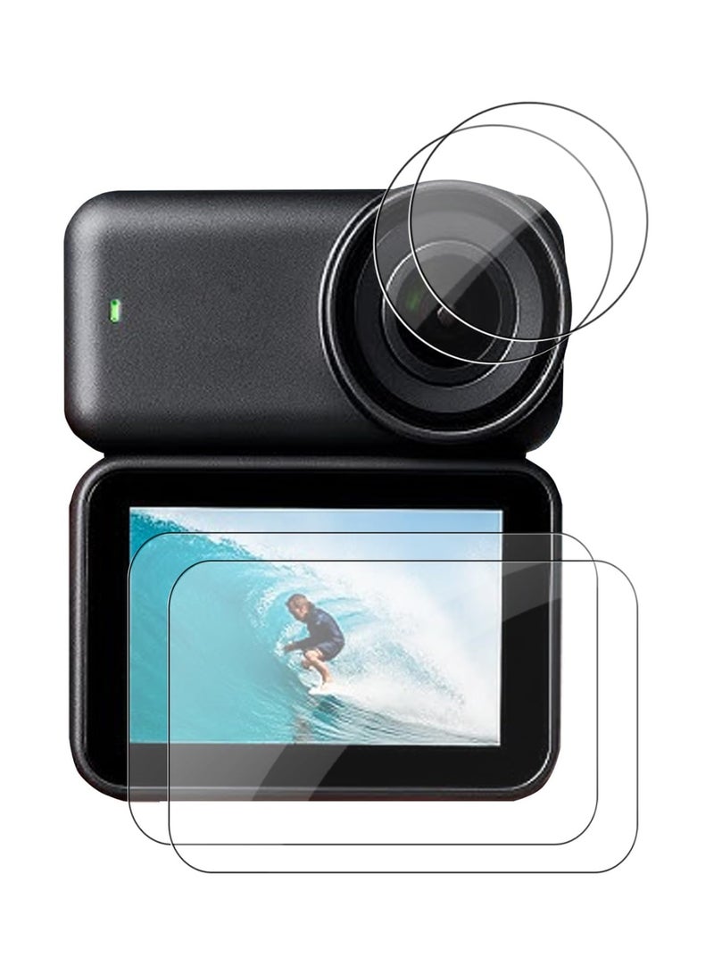 2 مجموعة فيلم حماية عدسة الشاشة لـ DJI Osmo Nano فيلم واقي من الزجاج المقوى واضح 9H فيلم مضاد للفقاعة HD مقاوم للغبار والخدش لـ DJI Osmo Nano كاميرا عدسة وحماية الشاشة - Image 1