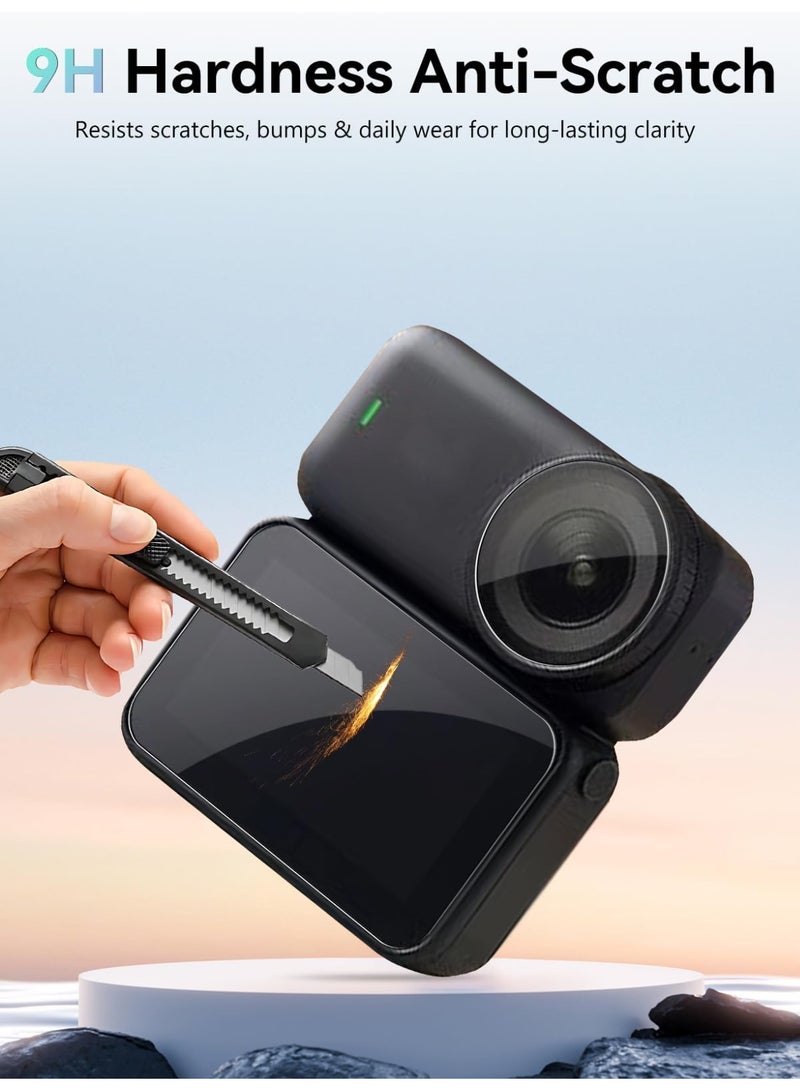 2 مجموعة فيلم حماية عدسة الشاشة لـ DJI Osmo Nano فيلم واقي من الزجاج المقوى واضح 9H فيلم مضاد للفقاعة HD مقاوم للغبار والخدش لـ DJI Osmo Nano كاميرا عدسة وحماية الشاشة - Image 4