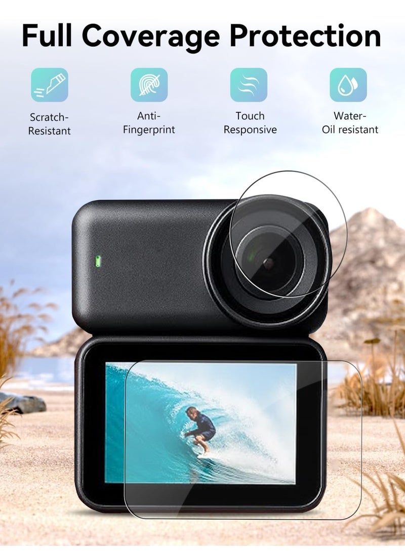 2 مجموعة فيلم حماية عدسة الشاشة لـ DJI Osmo Nano فيلم واقي من الزجاج المقوى واضح 9H فيلم مضاد للفقاعة HD مقاوم للغبار والخدش لـ DJI Osmo Nano كاميرا عدسة وحماية الشاشة - Image 2