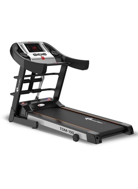 PowerMax Fitness TDM-100M (4HP Peak) Multi-Function Treadmill For Home Use With Massager |treadmill for 105Kg user weight| 6 Level Incline | Top Speed:14.8 Km/hr Spring Resistance | LED Display | AUX