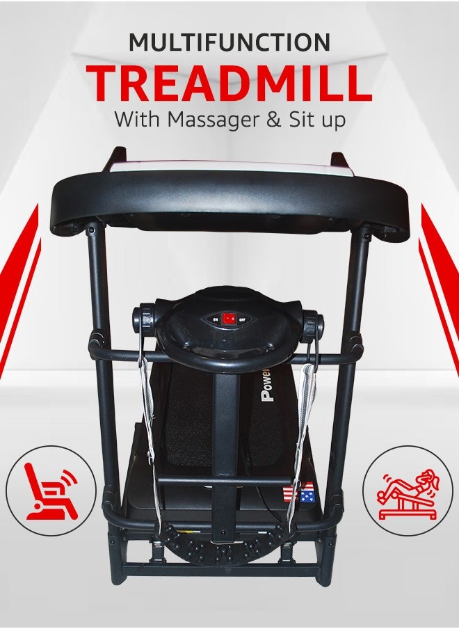 PowerMax Fitness - PowerMax Fitness TDM-100M (4HP Peak) Multi-Function Treadmill For Home Use With Massager |treadmill for 105Kg user weight| 6 Level Incline | Top Speed:14.8 Km/hr Spring Resistance | LED Display | AUX - Image 1