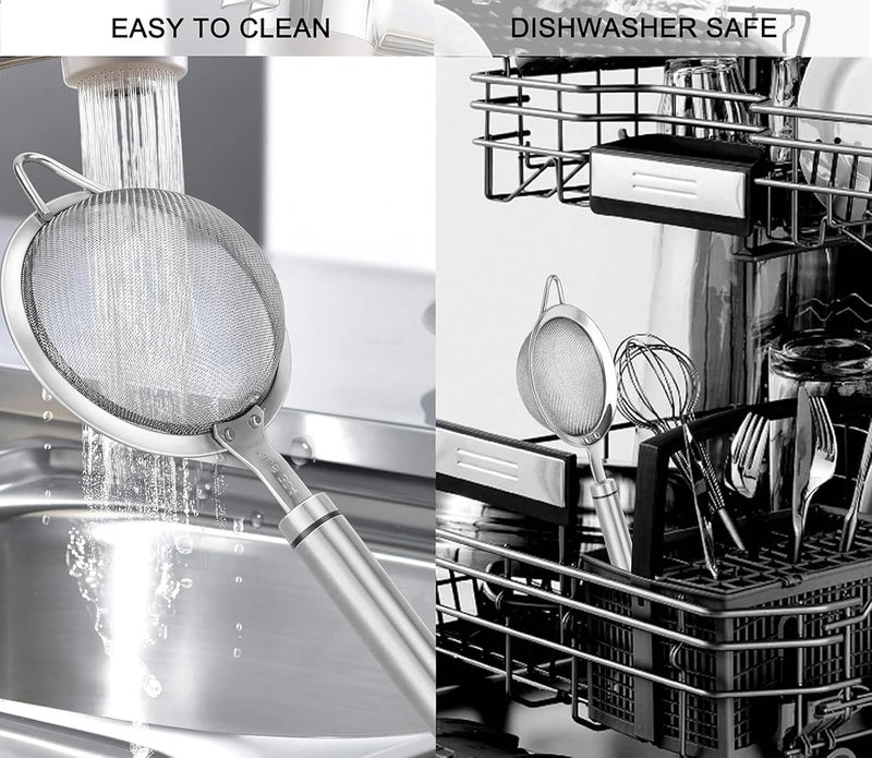 ToolHouse Stainless Steel Fine Mesh Filter, Kitchen Strainer Sieve for Flour, Tea, Powder with Ergonomic Handle, Rust-Proof & Dishwasher Safe - Image 4