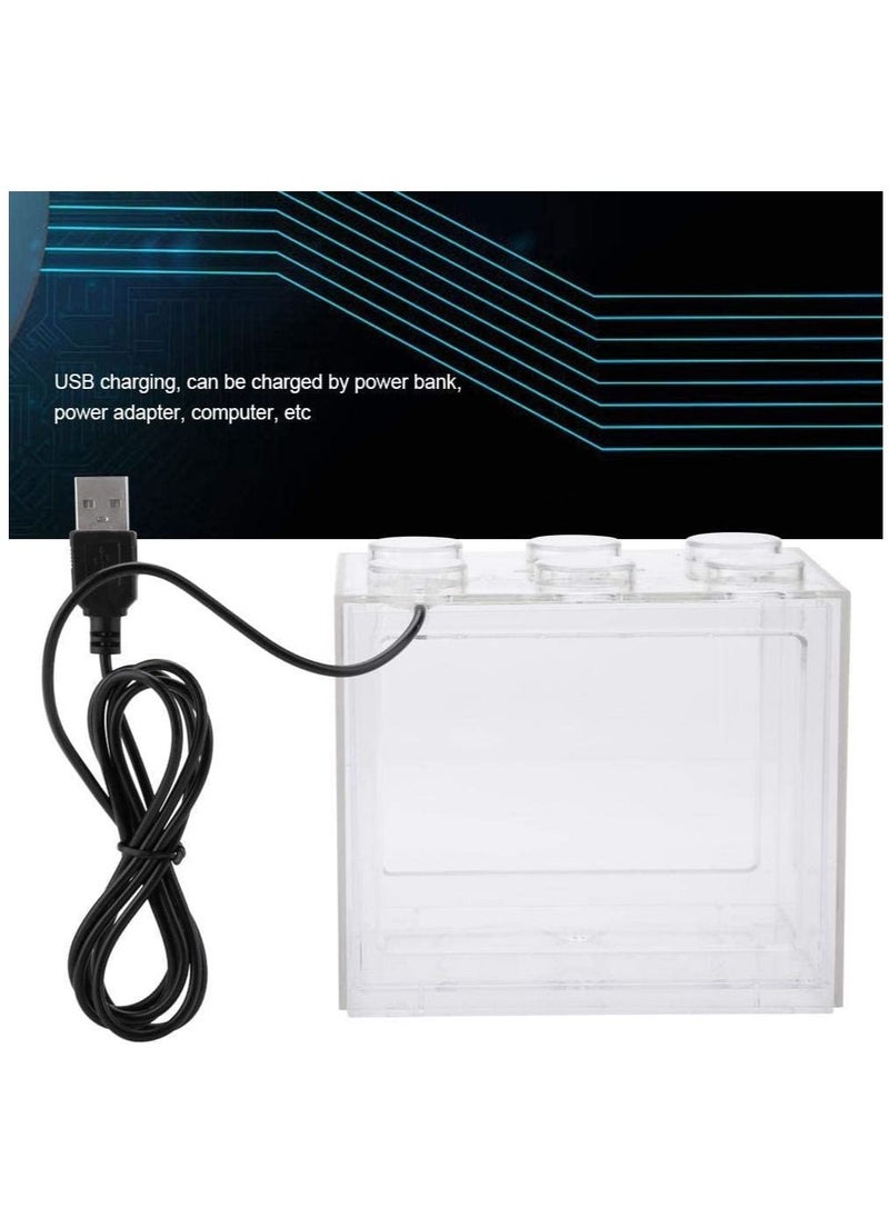 16 × 10.5 × 14 سم حوض أسماك صغير USB مع إضاءة LED مجموعة خزان أسماك بيتا قابلة للتكديس ملحقات وعاء السمك لتزيين السلحفاة والزواحف والروبيان والطحالب وسرطان البحر