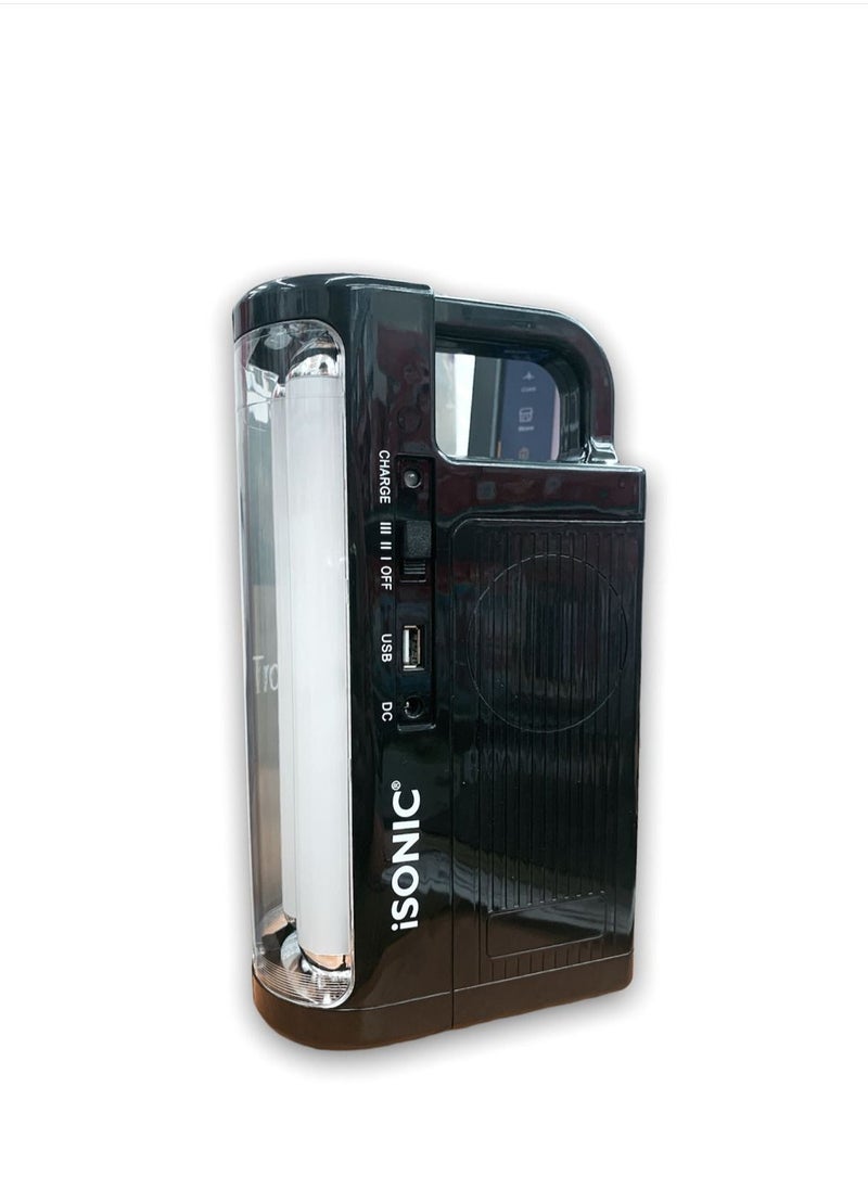 iSONIC - Rechargeable LED Lantern With USB Mobile Charging Port black - Image 1