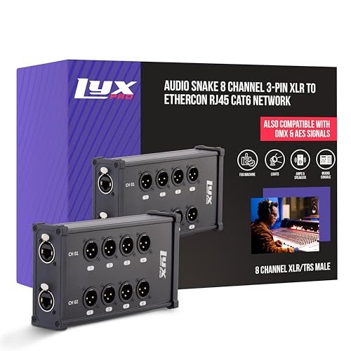 LyxPro 8Channel Dual Input 3Pin MultiNetwork XLR Cable Breakout for Stage Sound Lighting and Recording Studio Male to RJ45 Ethercon Ideal for Sound Lighting Setup Ground Lift - Image 1
