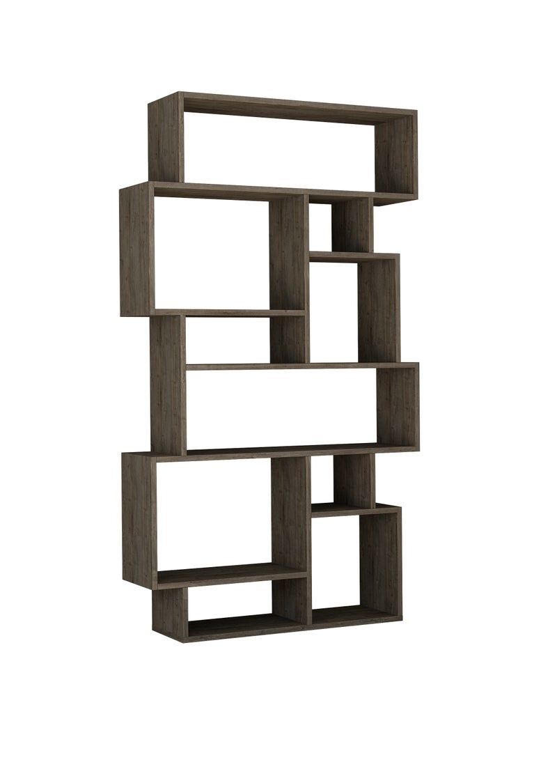 موراه مكتبة موراه هوم كارماتو، خزانة كتب عصرية بستة رفوف، رف كتب متعدد التخزين، خزانة عرض لغرفة النوم، غرفة المعيشة، مثبتة على الأرض - ٢٥.٥ × ١٦٨.٥ × ٩٦ سم - بني غامق - Image 5