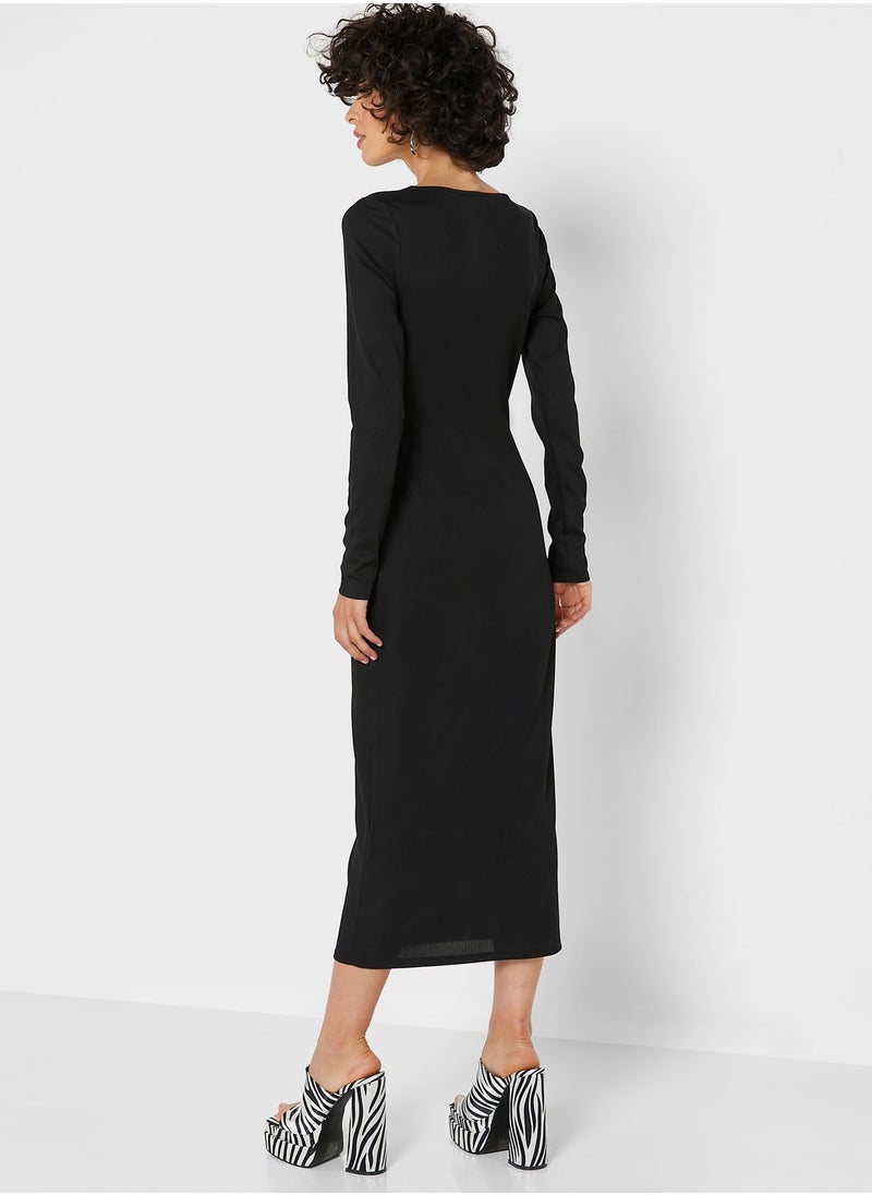 TOPSHOP - Ribbed Ring Detail Dress - Image 1