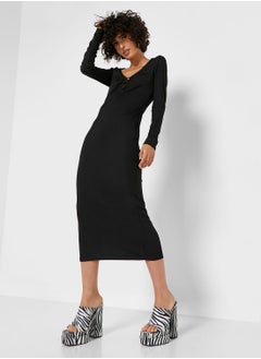Ribbed Ring Detail Dress