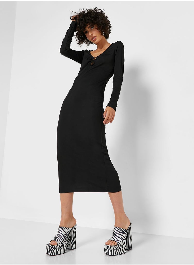 TOPSHOP - Ribbed Ring Detail Dress - Image 1