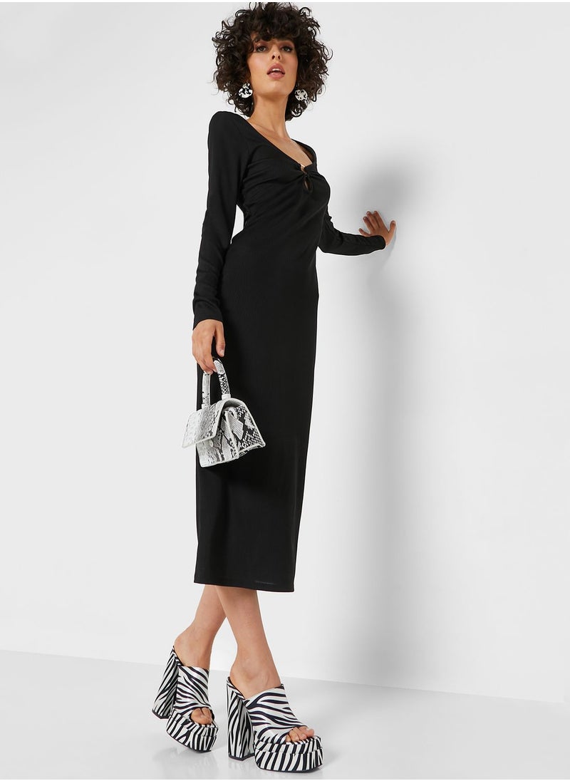 TOPSHOP - Ribbed Ring Detail Dress - Image 1