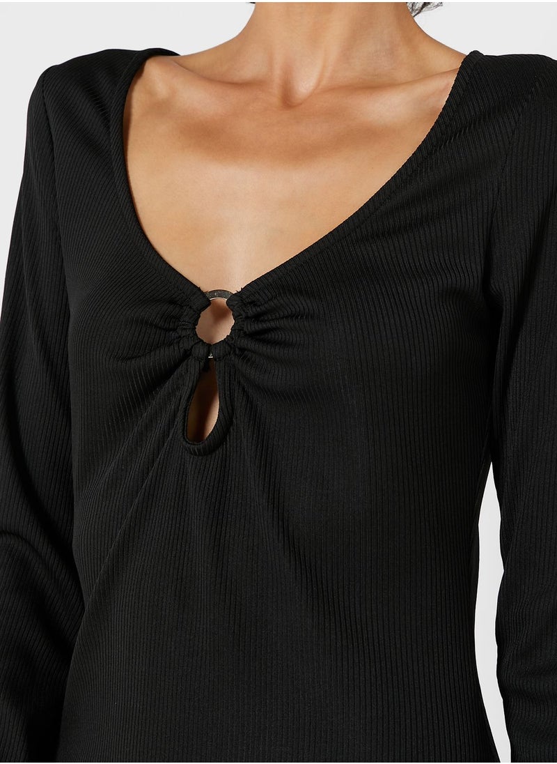 TOPSHOP - Ribbed Ring Detail Dress - Image 1