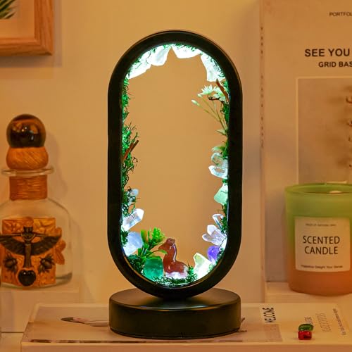 Runyangshi Natural Crystal Night Light LED Bedroom Living Room Night Lamp Oval Quartz Lamp USB Power Bionic Botanical Forest Style TriColor Adjustable Ambient Lighting Home Decoration Christmas Gift - Image 1
