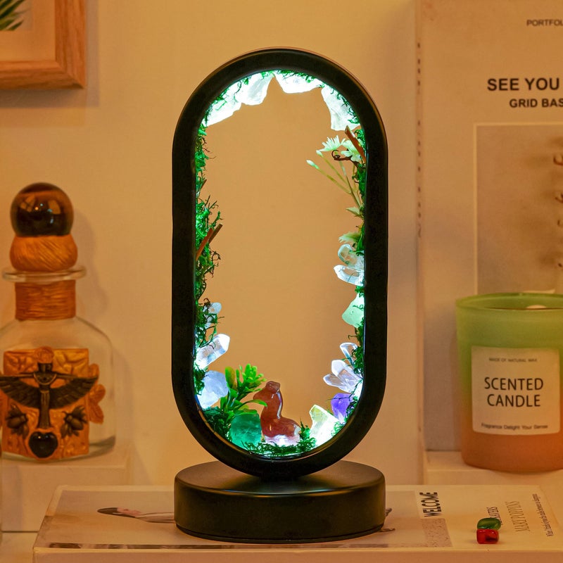 Runyangshi Natural Crystal Night Light LED Bedroom Living Room Night Lamp Oval Quartz Lamp USB Power Bionic Botanical Forest Style TriColor Adjustable Ambient Lighting Home Decoration Christmas Gift - Image 2