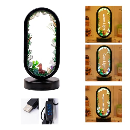 Runyangshi Natural Crystal Night Light LED Bedroom Living Room Night Lamp Oval Quartz Lamp USB Power Bionic Botanical Forest Style TriColor Adjustable Ambient Lighting Home Decoration Christmas Gift - Image 3