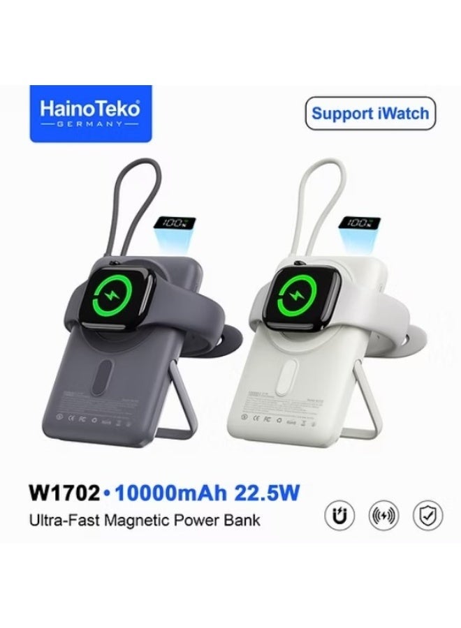 HainoTeko W1702 Ultra-Fast Magnetic Power Bank – Compact Wireless Portable Charger with Strong Magnetic Hold, Quick Charge Output, LED Indicator, and Smart Safety Protection – Black - Image 2