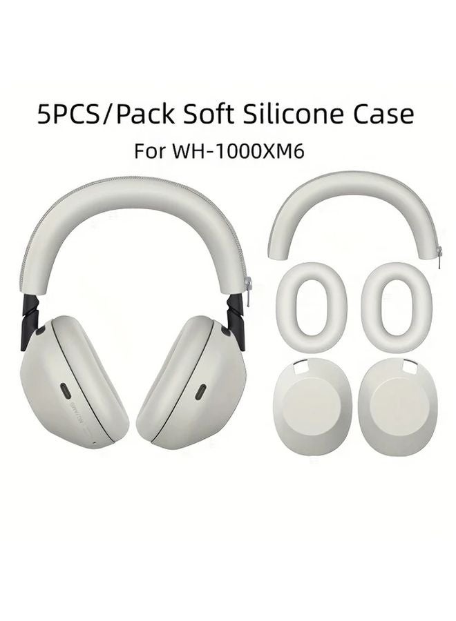 Light Gray Suit Protective Case Cover For SONY WH 1000XM6 Over Ear Headphones - Image 1