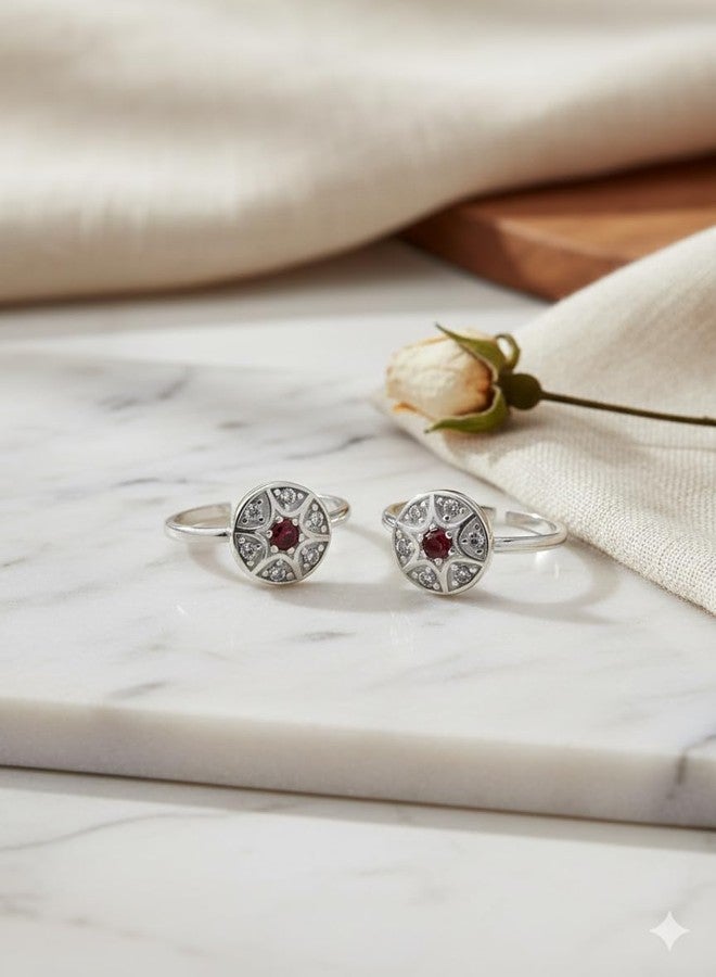 Parnika (Formerly MJ 925 Exotic CZ Silver Toe Rings (Leg Finger Rings) in Pure 92.5 Sterling Silver for Women | Chandi Bichiya | With Certificate of AuthenticitY - Image 2