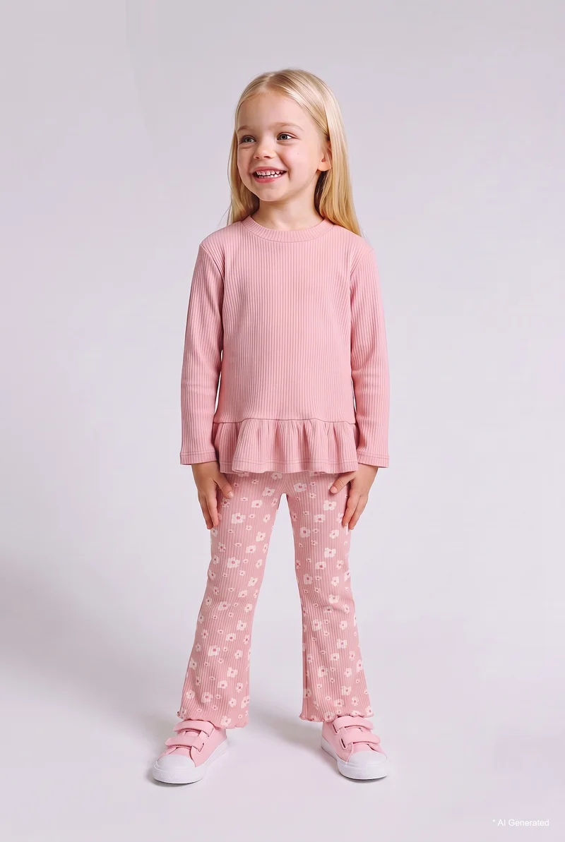 Defacto Woman 2 piece Regular Fit Crew Neck Flower Set