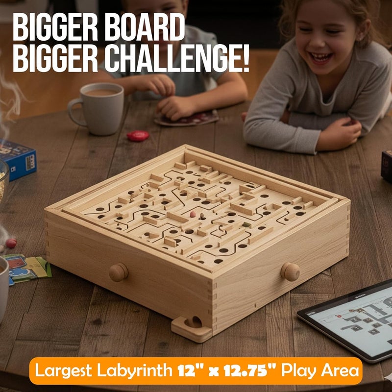 STERLING 60 Hole Labyrinth Board Game - Wooden Maze Puzzle for Kids and Adults - Image 3