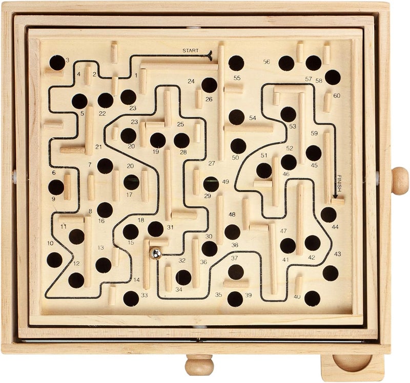 STERLING 60 Hole Labyrinth Board Game - Wooden Maze Puzzle for Kids and Adults - Image 1