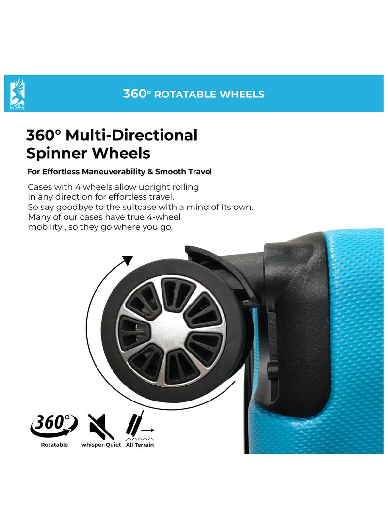 ايجل اكسبريس عربة سفر صلبة ABS EXPEDITION مقاس 20 و24 و28 بوصة، مجموعة مكونة من 3 قطع باللون الأزرق الفاتح - Image 5