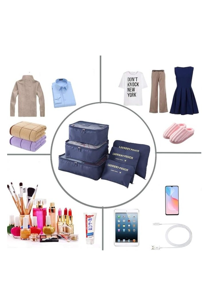 6 Pieces Multifunctional Travel Storage Bags Clothes Sorter with Travel Packing Bags Organizer Pouch for Suitcases and Shoes Bags - Image 2