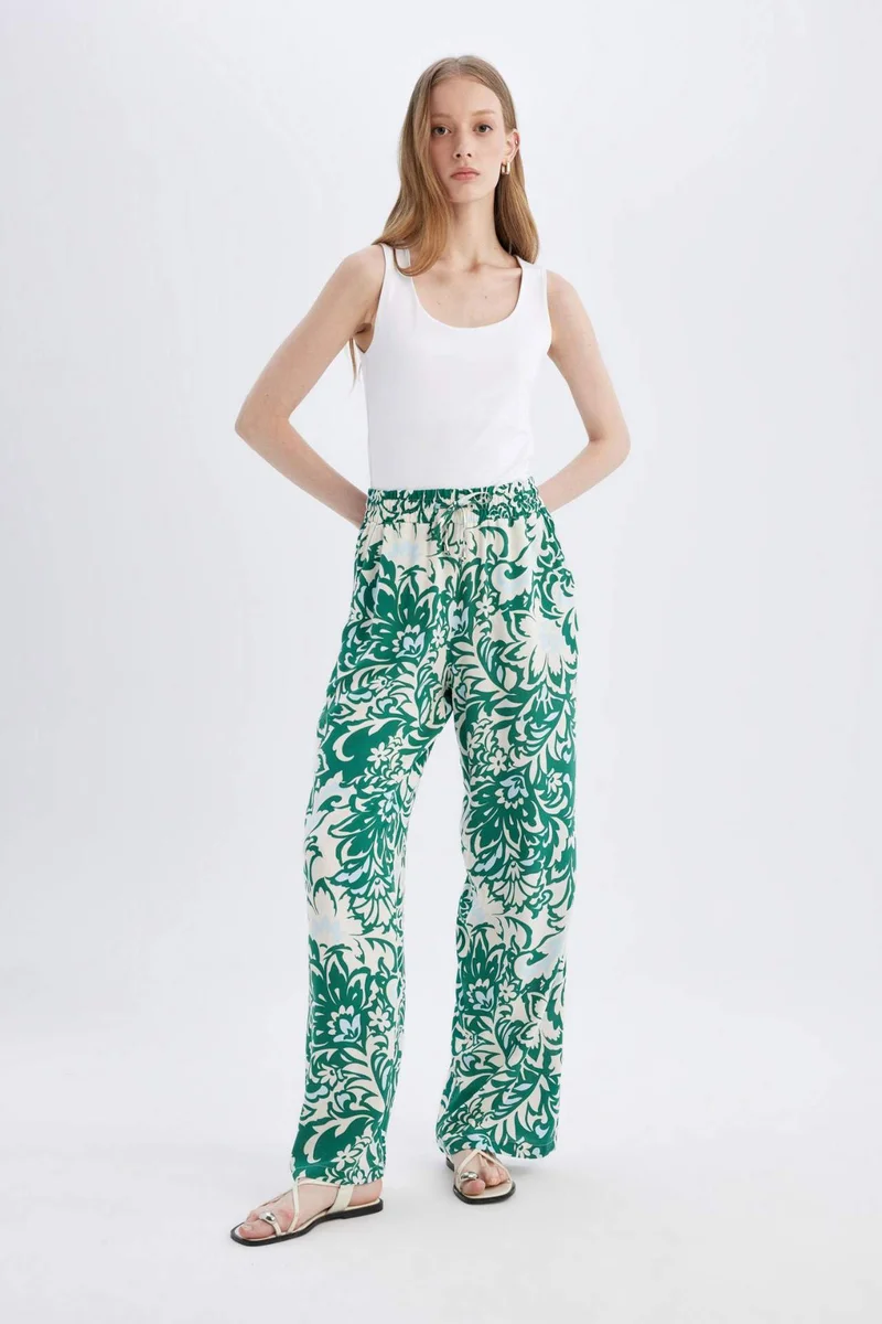 DeFacto Florida High Waist Wide Leg Viscose Fabric Trousers