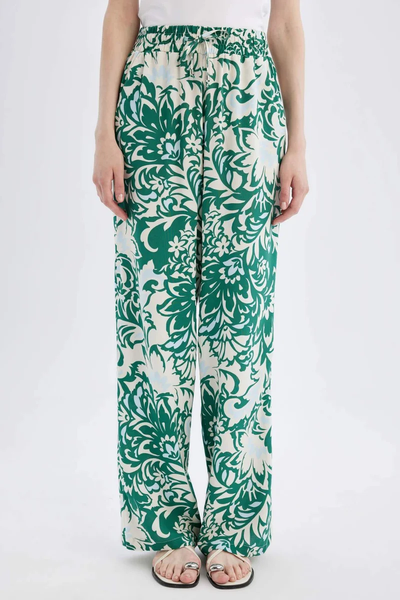 DeFacto Florida High Waist Wide Leg Viscose Fabric Trousers