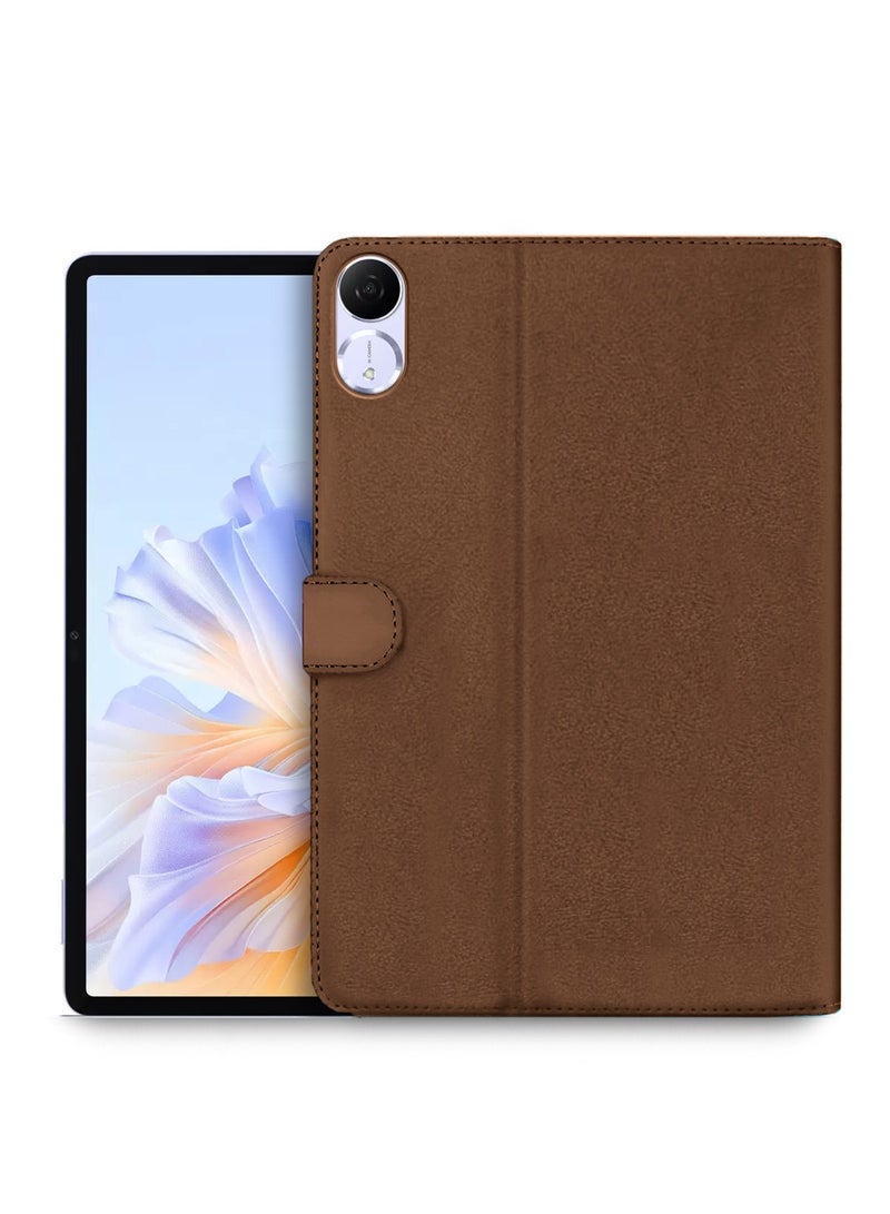 اوميكر هونر باد V9 11.5 4G 2024 (11.5 بوصة) غطاء غطاء فليب جراب بإغلاق مغناطيسي من جلد البولي يوريثان - بني غامق - Image 1