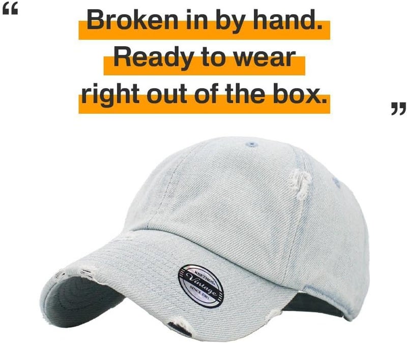 KBETHOS Vintage Washed Distressed Cotton Dad Hat Baseball Cap Adjustable Polo Trucker Unisex Style Headwear - Image 4